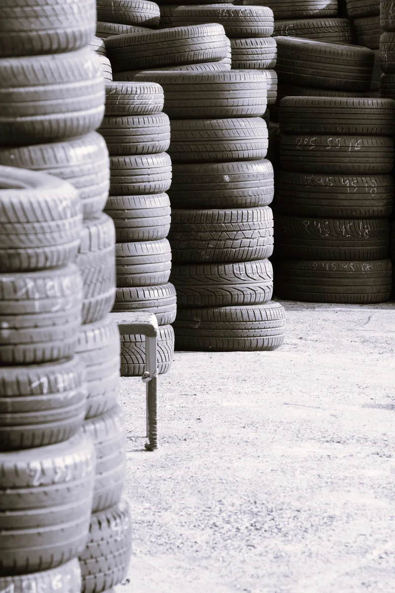 Stacks of new tires