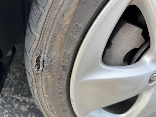 Cracked tire sidewall